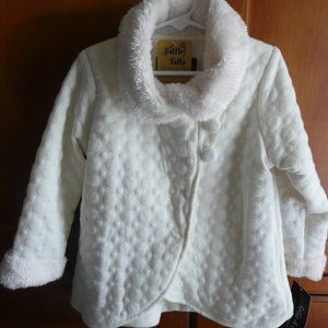 Brand NEW Girls Ivory Faux Fur ISOBELLA & CHLOE Boutique jacket size 4, 4T